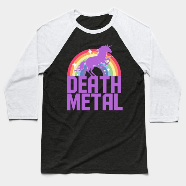 Death Metal Unicorn (Purple) Baseball T-Shirt by treszure_chest